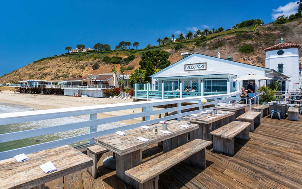 The Malibu Farm restaurant on pier overlooking the water.